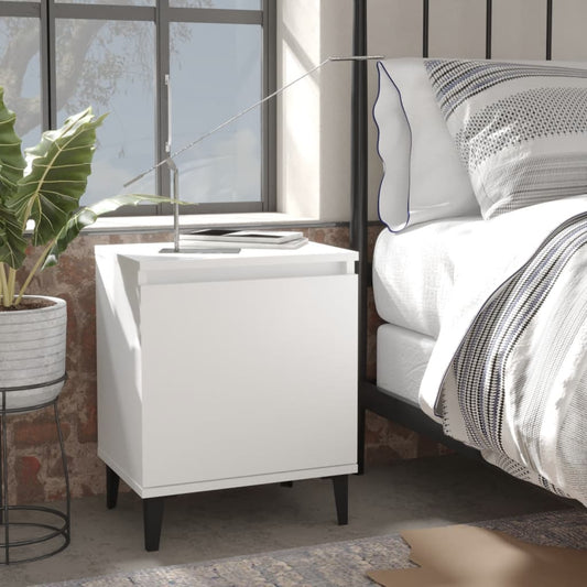 Bedside tables with metal legs 40x30x50 cm white