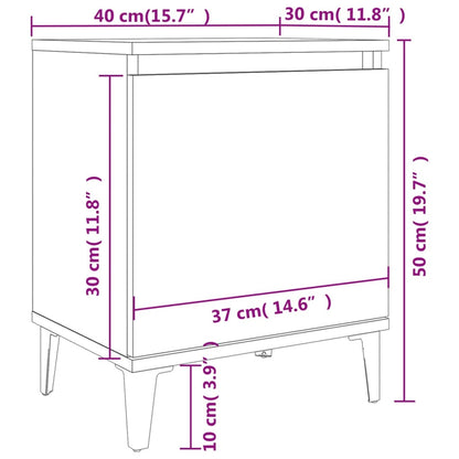 Mesa de cabeceira c/ pernas em metal 40x30x50 cm preto