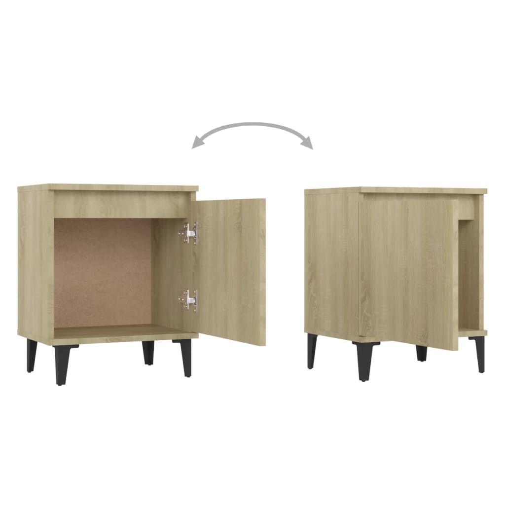 Mesa de cabeceira c/ pernas em metal 40x30x50cm carvalho sonoma