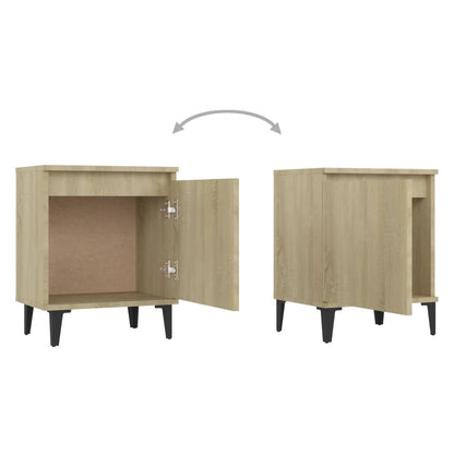 Mesa de cabeceira c/ pernas em metal 40x30x50cm carvalho sonoma