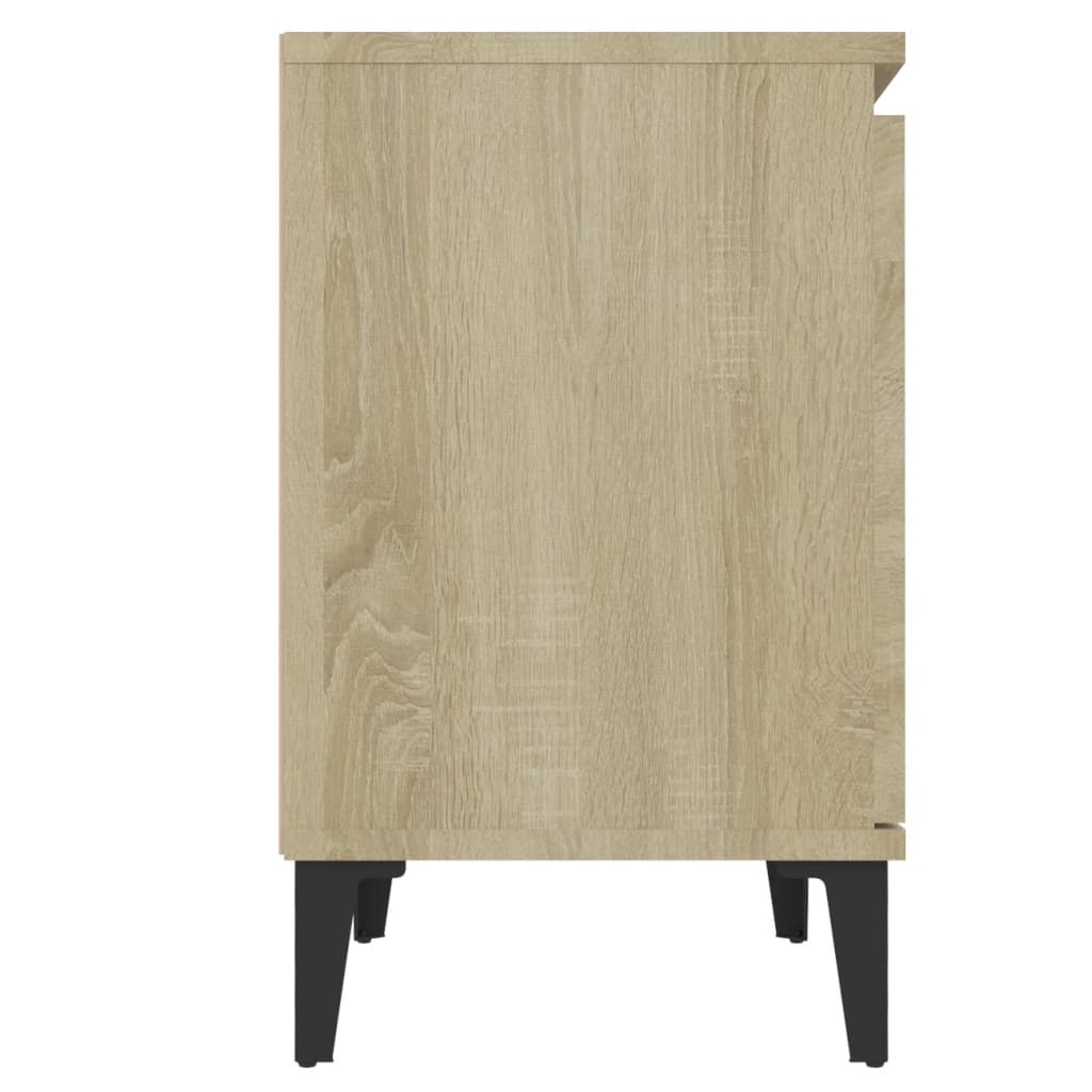 Mesa de cabeceira c/ pernas em metal 40x30x50cm carvalho sonoma