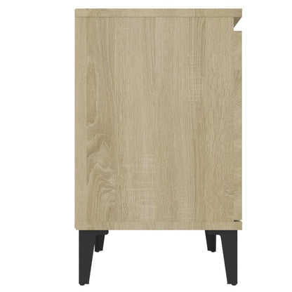 Mesa de cabeceira c/ pernas em metal 40x30x50cm carvalho sonoma