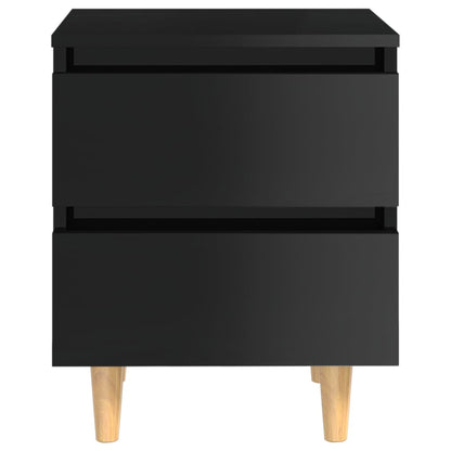 Mesa de cabeceira c/ pernas de pinho 40x35x50cm preto brilhante