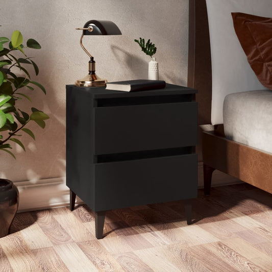 Bedside table 40x35x50 cm black wood derivatives