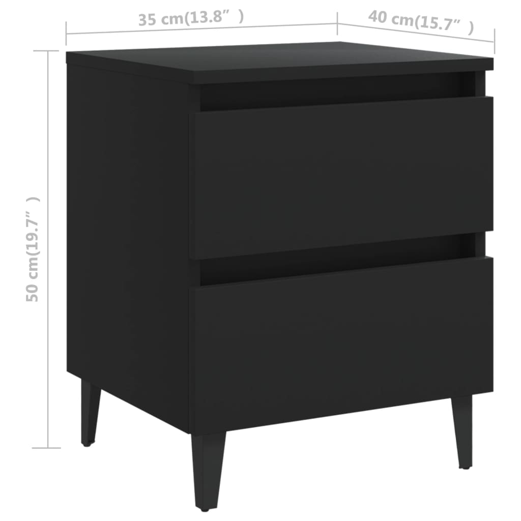 Bedside tables 2 pcs 40x35x50 cm wood derivatives black
