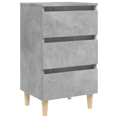 Bedside tables with wooden legs 2pcs 40x35x69cm grey cement