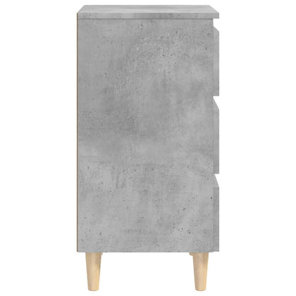 Bedside tables with wooden legs 2pcs 40x35x69cm grey cement