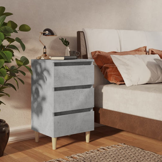 Bedside tables with wooden legs 2pcs 40x35x69cm grey cement