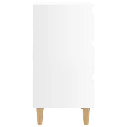 Mesa cabeceira c/ pernas madeira 40x35x69 cm branco brilhante