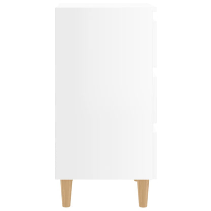 Bedside tables with wooden legs 2pcs 40x35x69cm glossy white