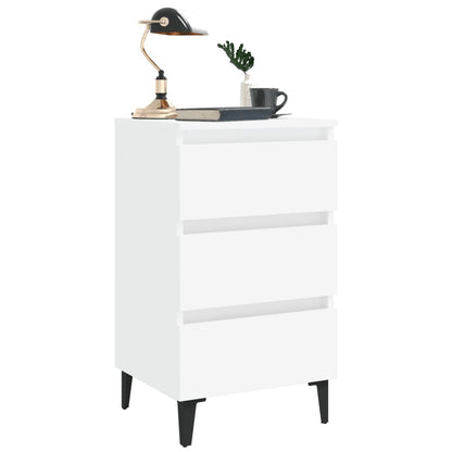 Bedside table with metal legs 40x35x69 cm white