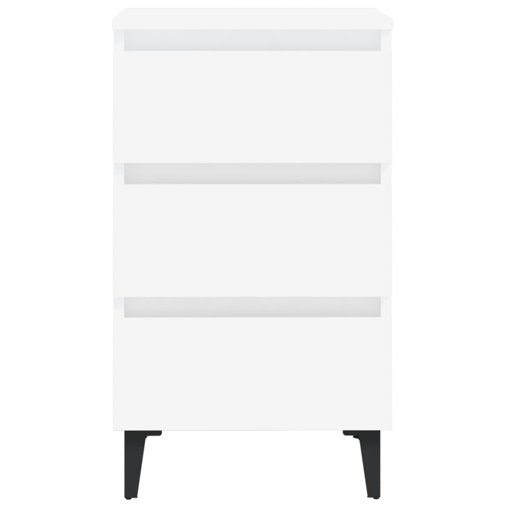 Bedside table with metal legs 40x35x69 cm white