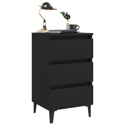 Mesa de cabeceira c/ pernas de metal 40x35x69 cm preto