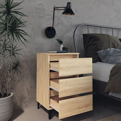 Bedside table with metal legs 40x35x69cm Sonoma oak