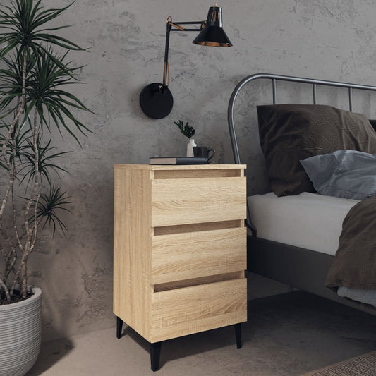Bedside table with metal legs 40x35x69cm Sonoma oak