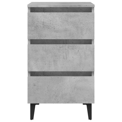 Bedside table with metal legs 40x35x69 cm cement grey