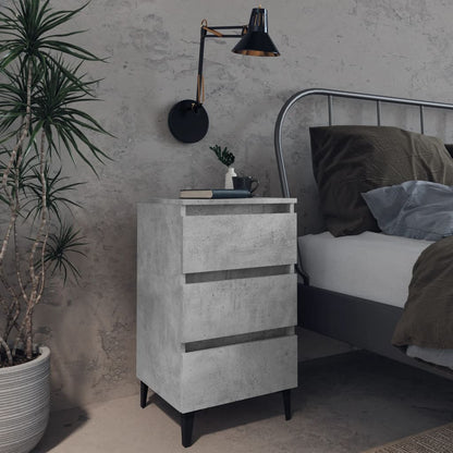 Bedside table with metal legs 40x35x69 cm cement grey