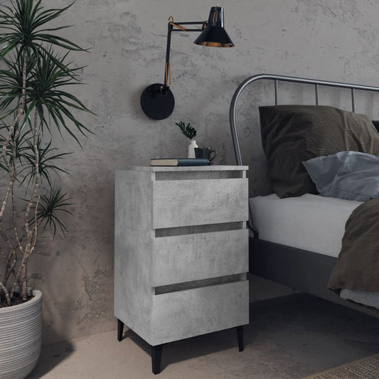 Bedside table with metal legs 40x35x69 cm cement grey