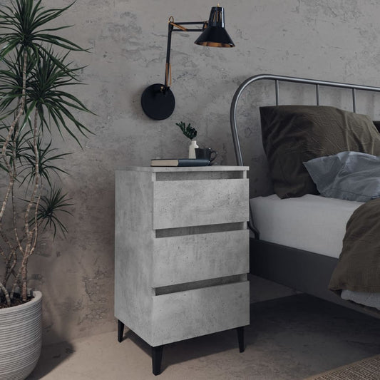 Bedside tables metal legs 2 pcs 40x35x69 cm grey cement