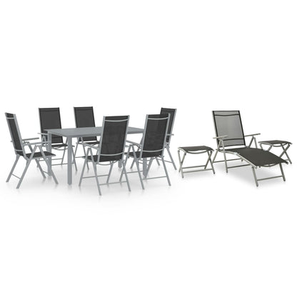 10 pcs conjunto de jantar para jardim preto e prateado