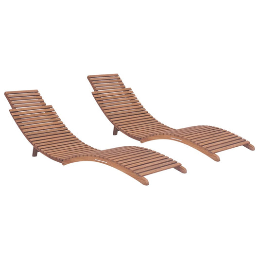 Folding sun loungers 2 pcs solid teak wood