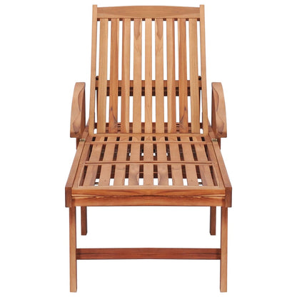 2 pcs sun loungers with beige cushions in solid teak