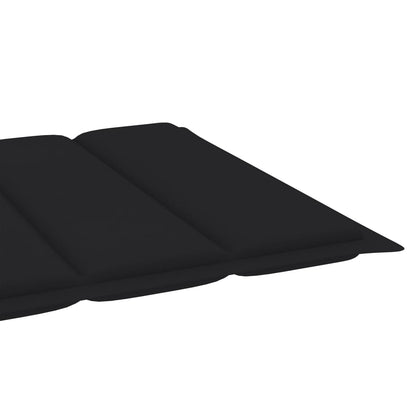 2 pcs sun loungers with black cushion solid teak