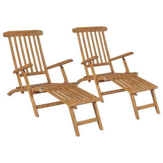 Garden chairs with footrests 2 pcs solid teak