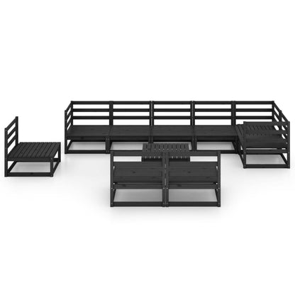 10 pcs conjunto lounge de jardim pinho maciço preto