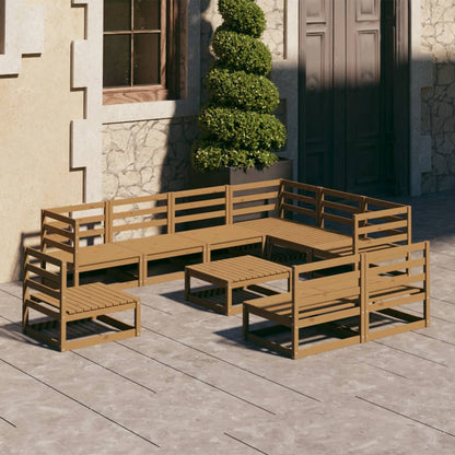 10 pcs conjunto lounge de jardim pinho sólido castanho mel