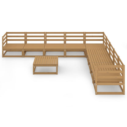 10 pcs conjunto lounge de jardim pinho sólido castanho mel