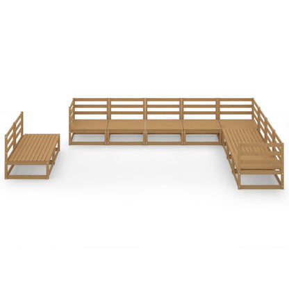 10 pcs conjunto lounge de jardim pinho sólido castanho mel