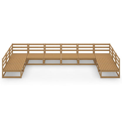 10 pcs conjunto lounge de jardim pinho maciço