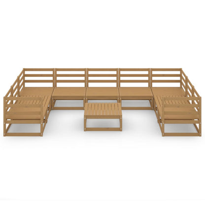 10 pcs conjunto lounge de jardim pinho maciço