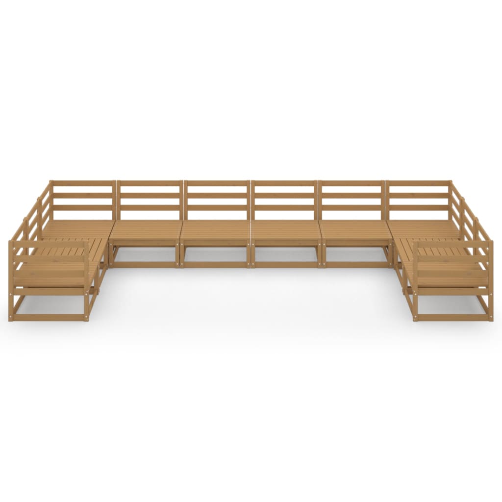 10 pcs conjunto lounge de jardim pinho maciço