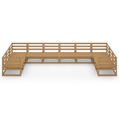 10 pcs conjunto lounge de jardim pinho maciço