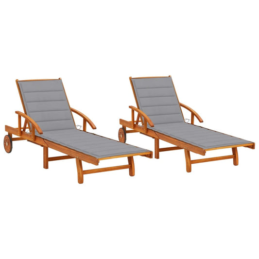 Espreguiçadeiras com almofadões 2 pcs madeira de acácia maciça