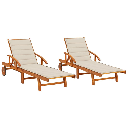Espreguiçadeiras com almofadões 2 pcs madeira de acácia maciça
