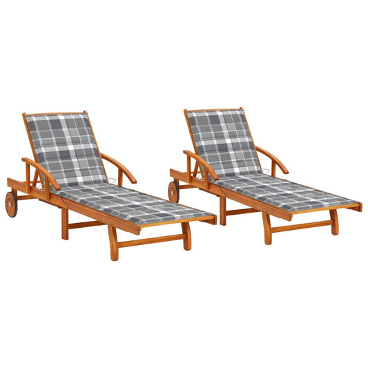 Espreguiçadeiras com almofadões 2 pcs madeira de acácia maciça