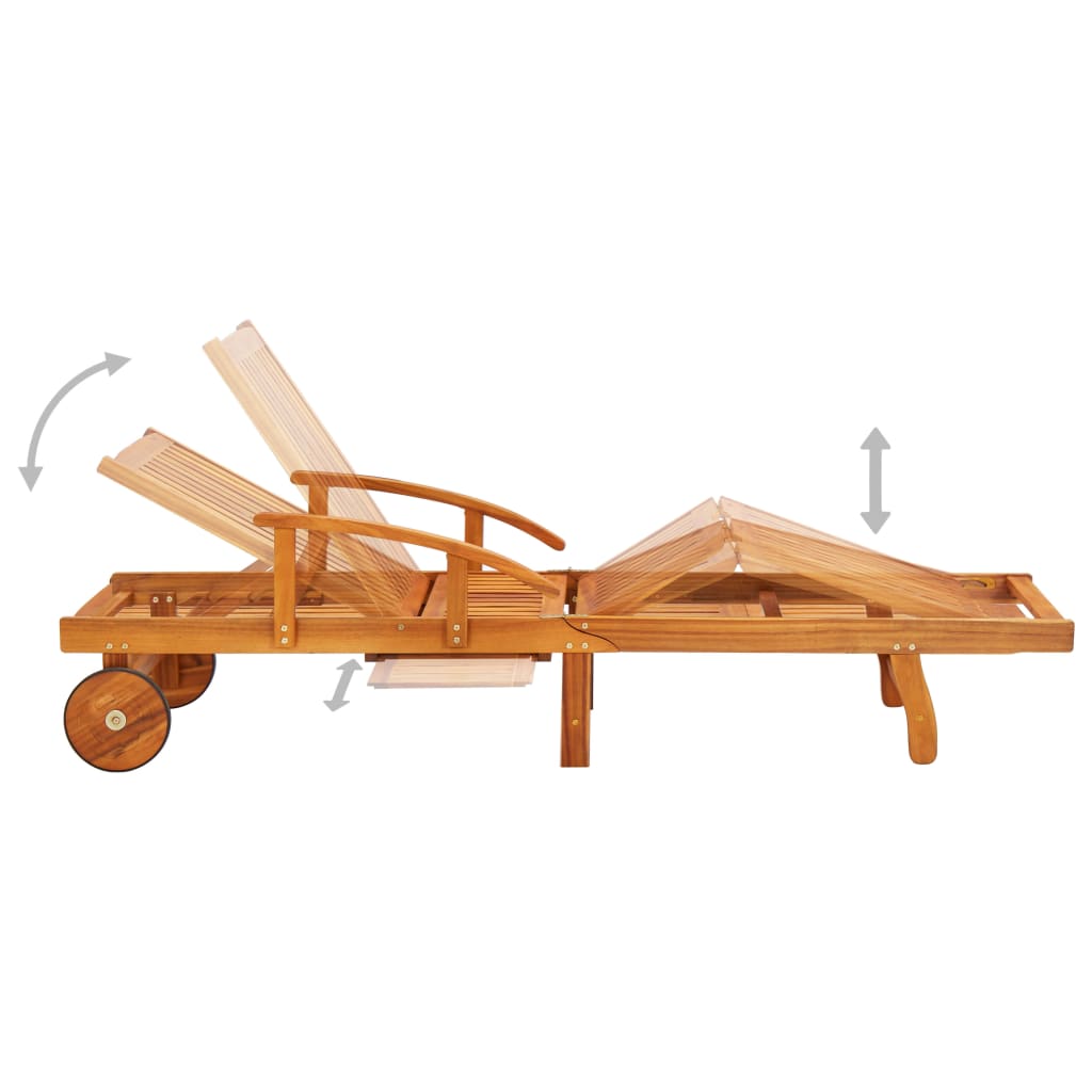 Espreguiçadeiras com mesa e almofadões 2 pcs acácia maciça