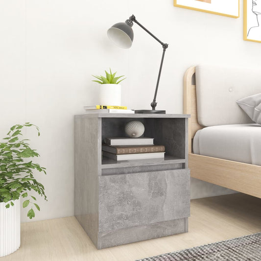 Bedside tables 2 pcs made of wood, cement grey