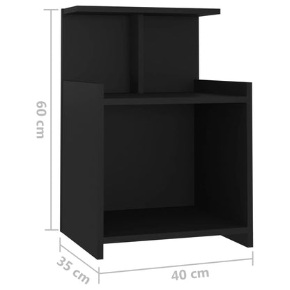 Bedside table 40x35x60 cm black wood derivatives