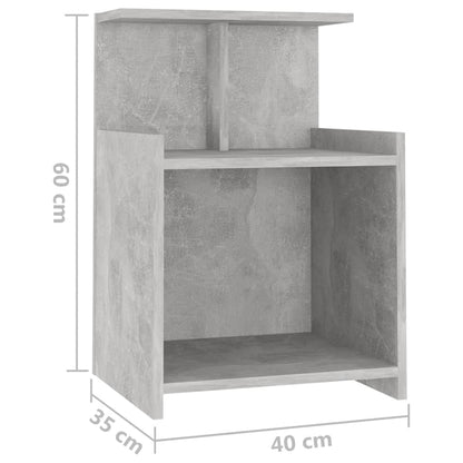 Bedside table made of wood in cement grey