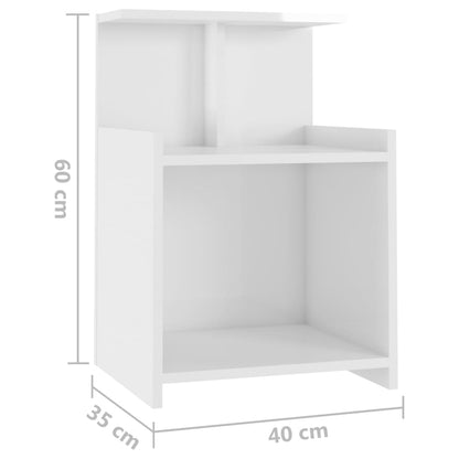 Bedside table made of wood in glossy white