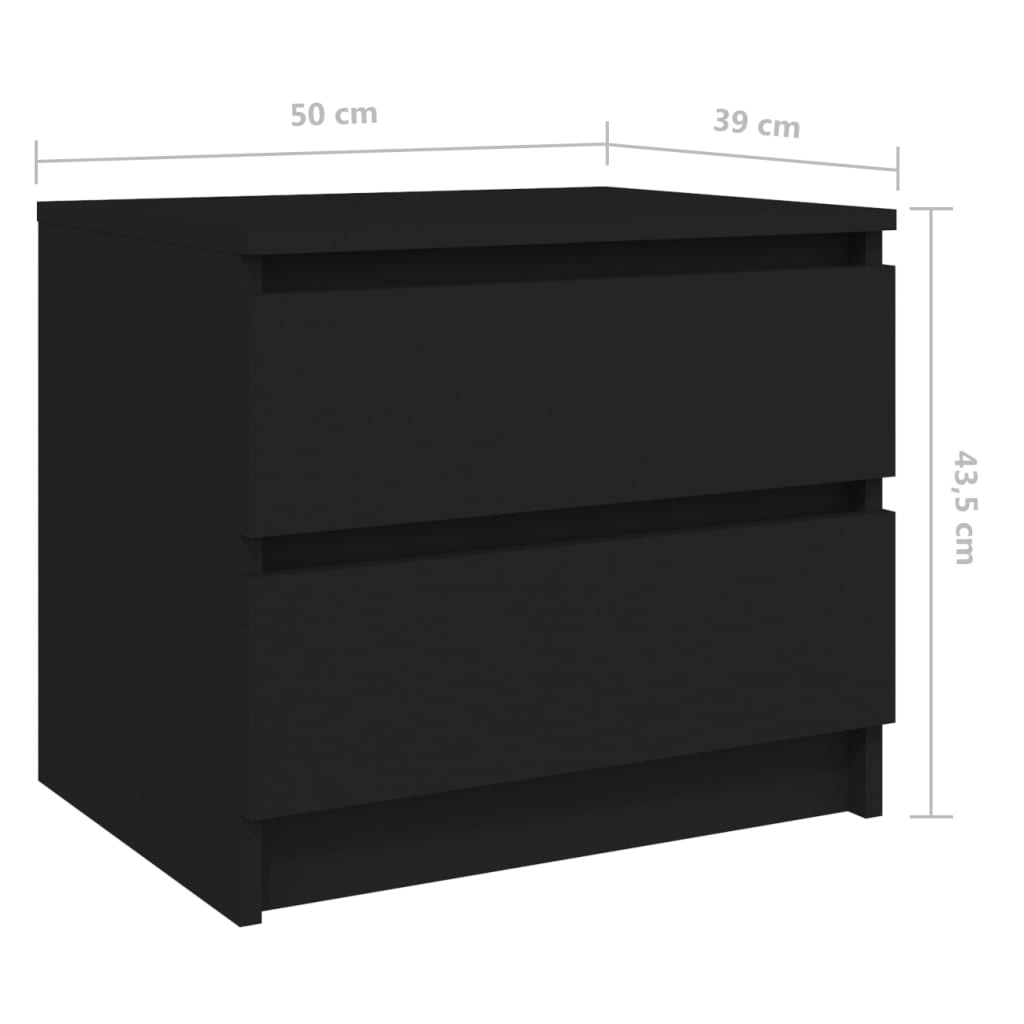 Bedside table 50x39x43.5 cm black wood derivatives