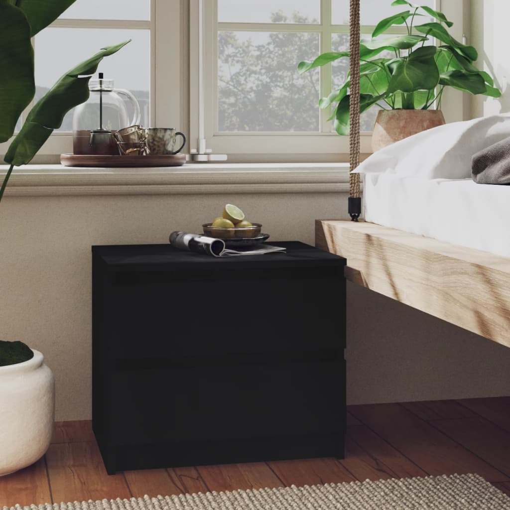 Bedside table 50x39x43.5 cm black wood derivatives