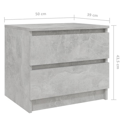 Bedside table made of wood in cement grey