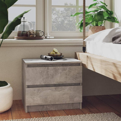 Bedside table made of wood in cement grey