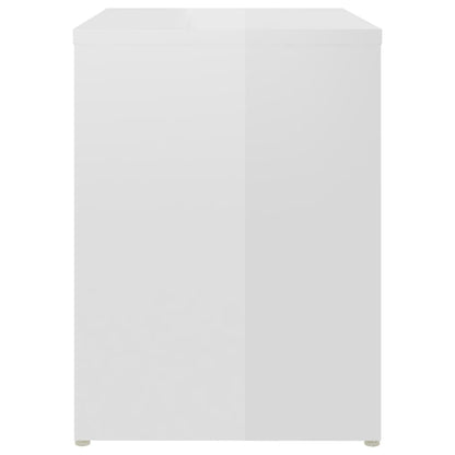 Bedside table made of wood in glossy white