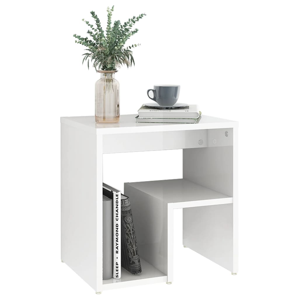 Bedside table made of wood in glossy white